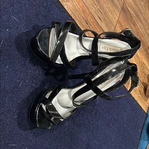 Touch Ups Glossy Black Strappy Heels